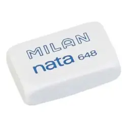 Milan Nata 648 Goma de Borrar Rectangular Pequeña - Plastico - No Daña el Papel - Color Blanco | Ahorro Imprimiendo