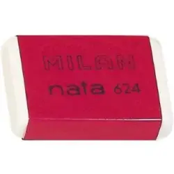 Milan Nata 624 Goma de Borrar Rectangular - Plastico - Suave - No Abrasiva - Color Blanco | Ahorro Imprimiendo