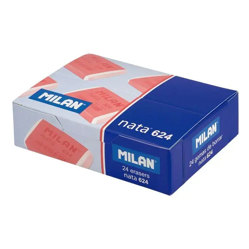 Milan Nata 624 Goma de Borrar Rectangular - Plastico - Suave - No Abrasiva - Color Blanco | Ahorro Imprimiendo