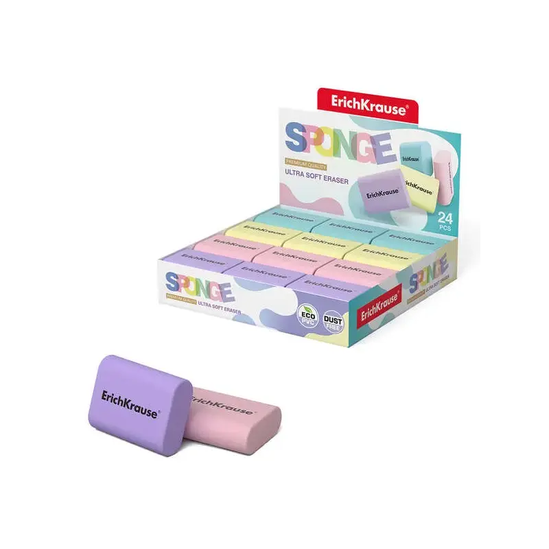 Erichkrause Sponge Goma de Borrar - Borrador Super Suave - Forma Ergonomica - Hipoalergenico Eco-Pvc - Color Blanco | Ahorro Imp