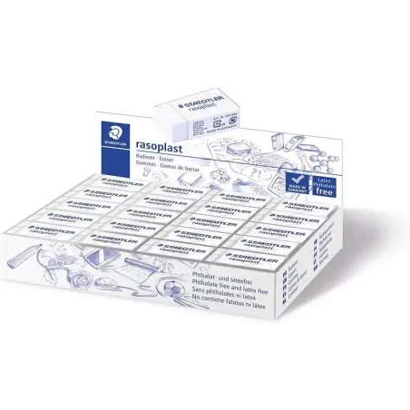 Staedtler Rasoplast 526 B40 Goma de Borrar - Borrado de Alta Calidad - Minimos Residuos - Color Blanco | Ahorro Imprimiendo