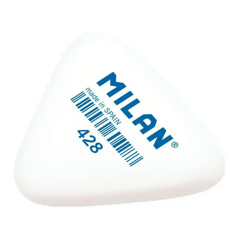 Milan 428 Goma Triangular Gruesa - Tipo Miga de Pan - Caucho Sintetico - Color Blanco | Ahorro Imprimiendo
