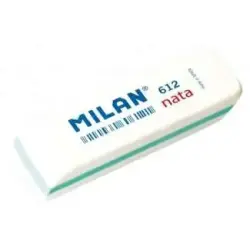 Milan Nata 612 Goma de Borrar Biselada - Plastico - Suave - No Abrasiva - Color Blanco | Ahorro Imprimiendo