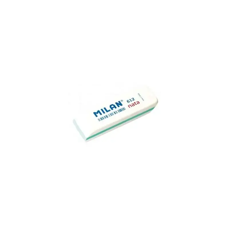 Milan Nata 612 Goma de Borrar Biselada - Plastico - Suave - No Abrasiva - Color Blanco | Ahorro Imprimiendo