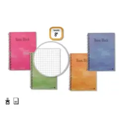 Golden Cuaderno Espiral 8º Natural (153x102mm) 80 Hojas 60gr Cuadricula - Margen Remarcado - Tapa Normal Plastificada - Colores