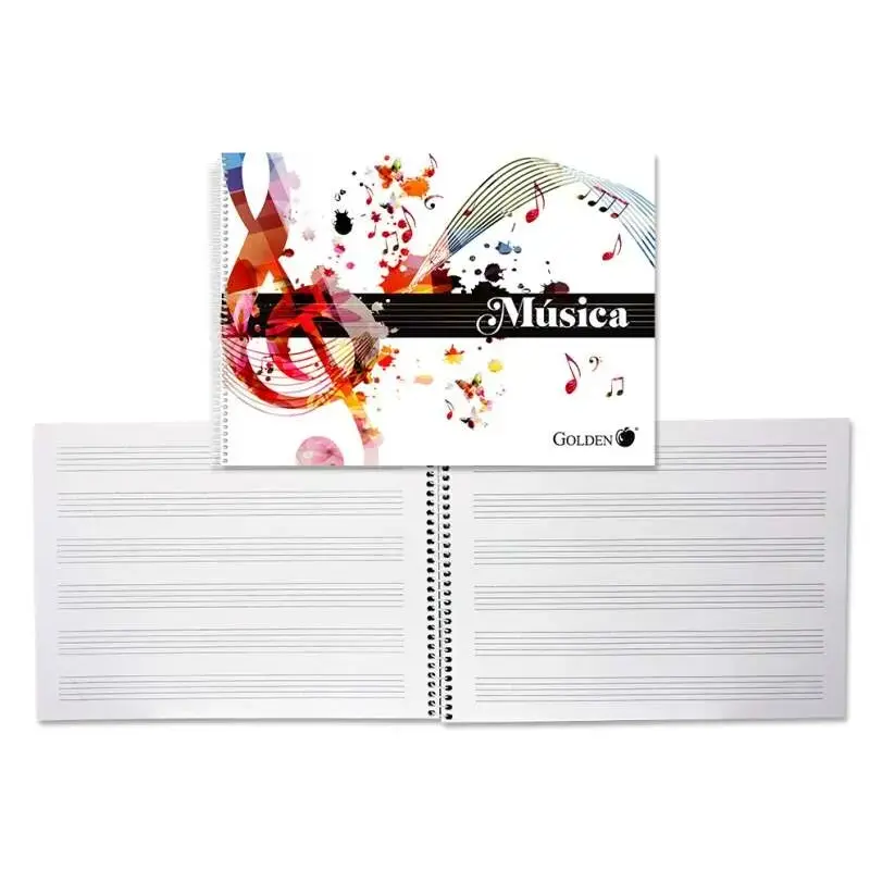 Golden Cuaderno de Musica con 20 Hojas - Interlineado de 3mm - Papel de 100gr | Ahorro Imprimiendo