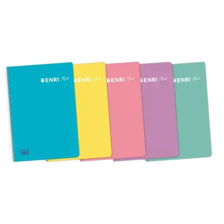 Enri Plus 4º Cuaderno Espiral 4x4 - Tapa de Plastico - 80 Hojas 90gr - Colores Surtidos | Ahorro Imprimiendo