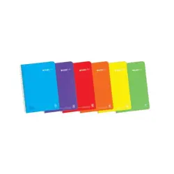 Enri Plus Cuaderno Espiral Formato Cuarto Cuadriculado 4x4mm - 80 Hojas 90gr con Margen - Cubierta de Plastico - Colores Surtido