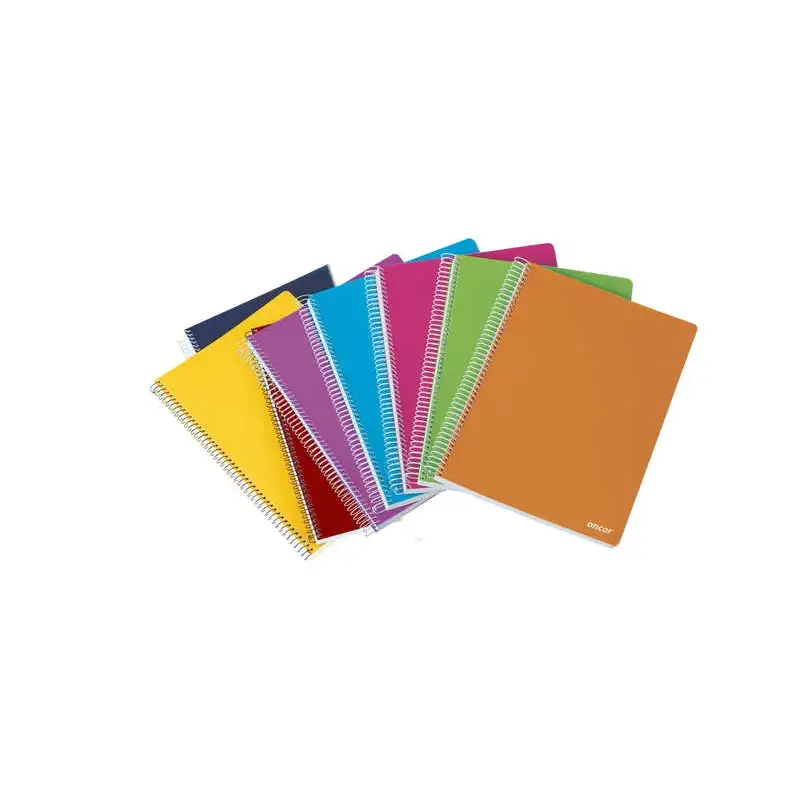 Ancor Classic Stripes Cuaderno Espiral Tamaño Folio Cuadriculado 4x4mm - 80 Hojas 90gr - Tapa de Plastico - Colores Surtidos | A