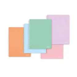 Ancor Classic Stripes Cuaderno Espiral Tamaño Folio Cuadriculado 4x4mm - 80 Hojas 90gr - Tapa de Plastico - Colores Pastel Surti