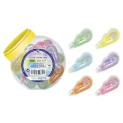 Bismark Mini Cinta Correctora Pastel 5mm x 5m - Correccion Instantanea - No Deja Huella en Fotocopias | Ahorro Imprimiendo