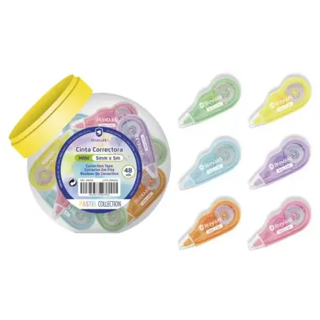 Bismark Mini Cinta Correctora Pastel 5mm x 5m - Correccion Instantanea - No Deja Huella en Fotocopias | Ahorro Imprimiendo