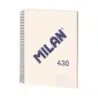 Milan Serie 1918 Cuaderno Espiral Formato A4 Cuadricula 5x5mm - 80 Hojas de 95 gr/m2 - Microperforado, 4 Taladros - Color Beige