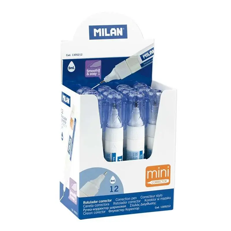 Milan Boligrafo Corrector Mini - Punta Metalica - Capacidad 5ml | Ahorro Imprimiendo