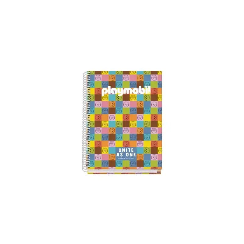 Dohe Playmobil Unite As One Cuaderno Espiral A5 100 Hojas Cuadricula 5mm - Tapa Dura Impresa a todo Color y Plastificada en Bril