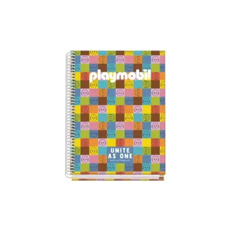 Dohe Playmobil Unite As One Cuaderno Espiral A5 100 Hojas Cuadricula 5mm - Tapa Dura Impresa a todo Color y Plastificada en Bril