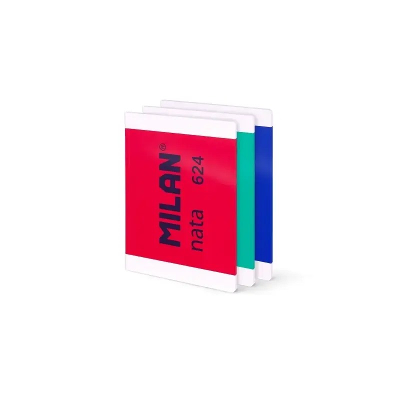 Milan Nata 624 Pack de 3 Libretas Encoladas Formato A4 Pautado 7mm - 48 Hojas de 95 gr/m2 - Microperforado - Colores Surtidos |