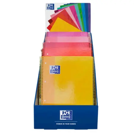 Oxford Europeanbook 1 Classic Expositor con 25 Cuadernos Espiral A4+ 80 Hojas Cuadicula 5x5 Microperforado - Tapa Extradura - Co