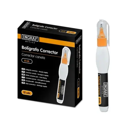 Ingraf Boligrafo Corrector 8ml - Punta Metalica Fina - Secado Rapido - Forma Ergonomica | Ahorro Imprimiendo
