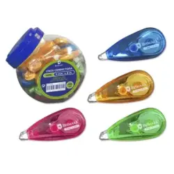 Bismark Mini Cinta Correctora 5mm x 8m - Cuerpo Transparente de Colores | Ahorro Imprimiendo