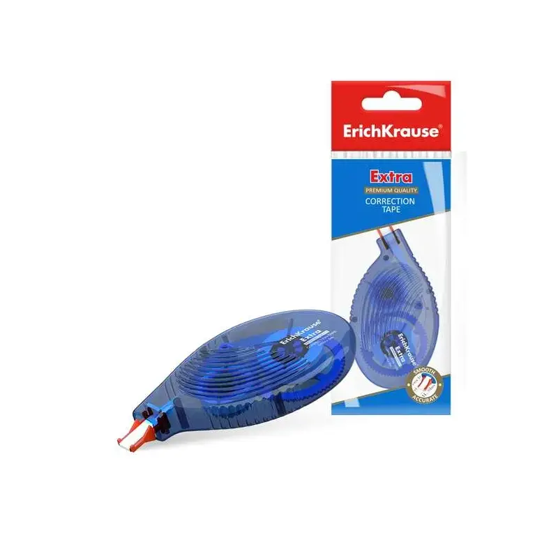 Erichkrause Cinta Correctora Extra - 5mm x 8m - Ideal para Correccion Rapida y Segura - Compatible con Cualquier Tipo de Tinta y