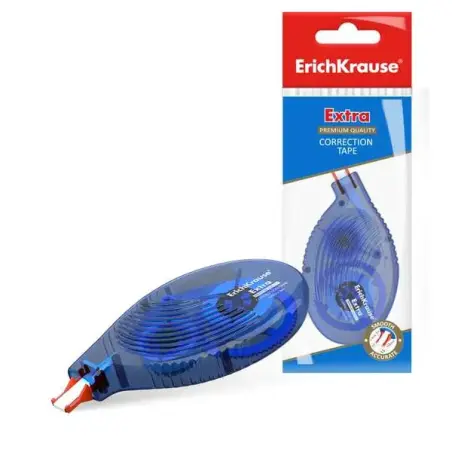 Erichkrause Cinta Correctora Extra - 5mm x 8m - Ideal para Correccion Rapida y Segura - Compatible con Cualquier Tipo de Tinta y