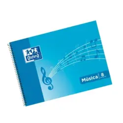 Oxford Cuaderno de Musica Espiral Formato 4º Apaisado 20 Hojas - 8 Pentagramas Interlineado de 2mm - Tapa Blanda - Color Azul |