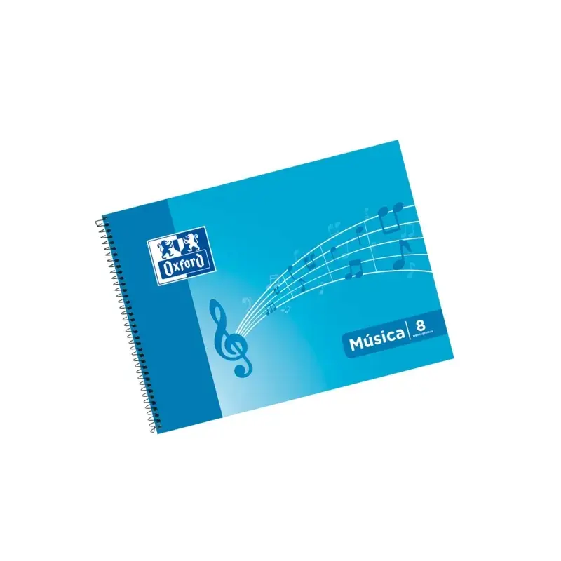 Oxford Cuaderno de Musica Espiral Formato 4º Apaisado 20 Hojas - 8 Pentagramas Interlineado de 2mm - Tapa Blanda - Color Azul |