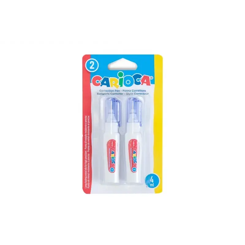 Carioca Pack de 2 Mini Boligrafos Correctores - Punta de Metal Resistente y Precisa - Apto para Todo Tipo de Papel - Secado Rapi