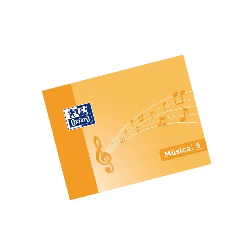 Oxford Libreta de Musica Grapada Formato A5 Apaisado 10 Hojas - 5 Pentagramas Interlineado de 4mm - Tapa Blanda - Color Naranja