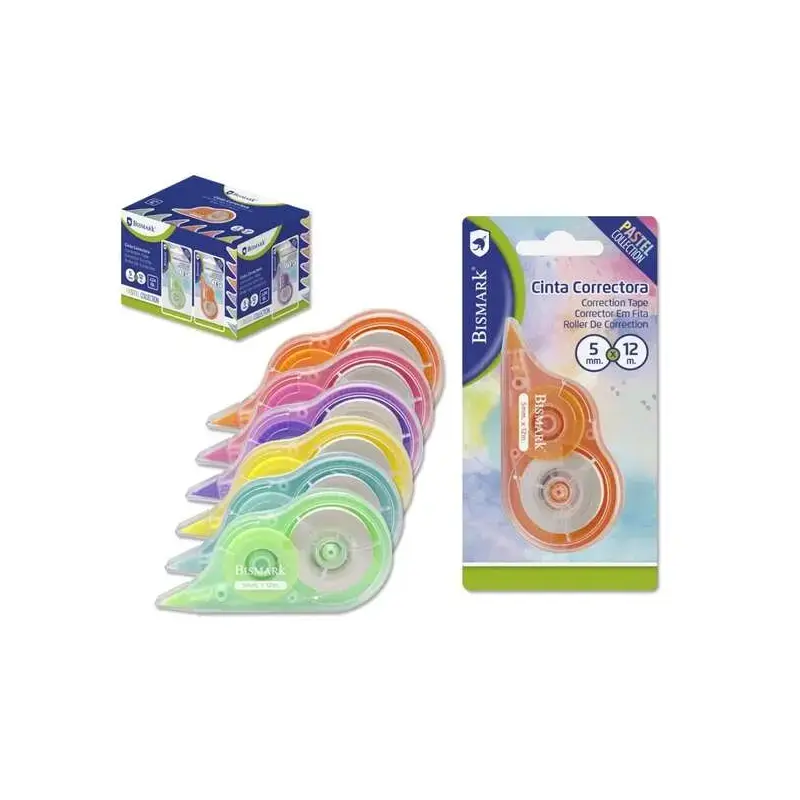 Bismark Cinta Correctora 5mm x 12m - Colores Pastel Surtidos | Ahorro Imprimiendo