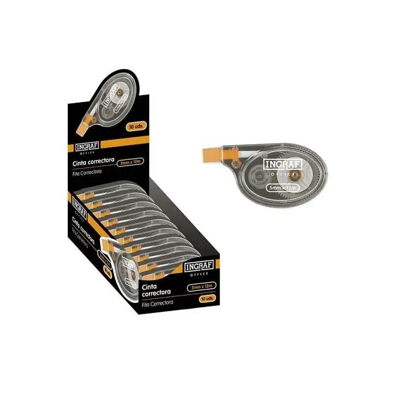 Ingraf Cinta Correctora en Seco de Alta Calidad 5mmx12m - Aplicacion Lateral - Corrige Rapidamente - Escriba al Instante - No Ma
