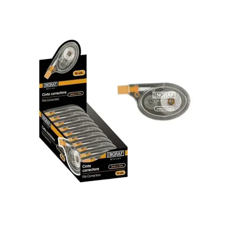 Ingraf Cinta Correctora en Seco de Alta Calidad 5mmx12m - Aplicacion Lateral - Corrige Rapidamente - Escriba al Instante - No Ma