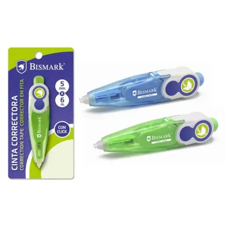 Bismark Cinta Correctora 5mmx6m - Sistema Retro que Oculta el Extremo - Perfecta Adherencia al Papel - Presentacion en Blister I