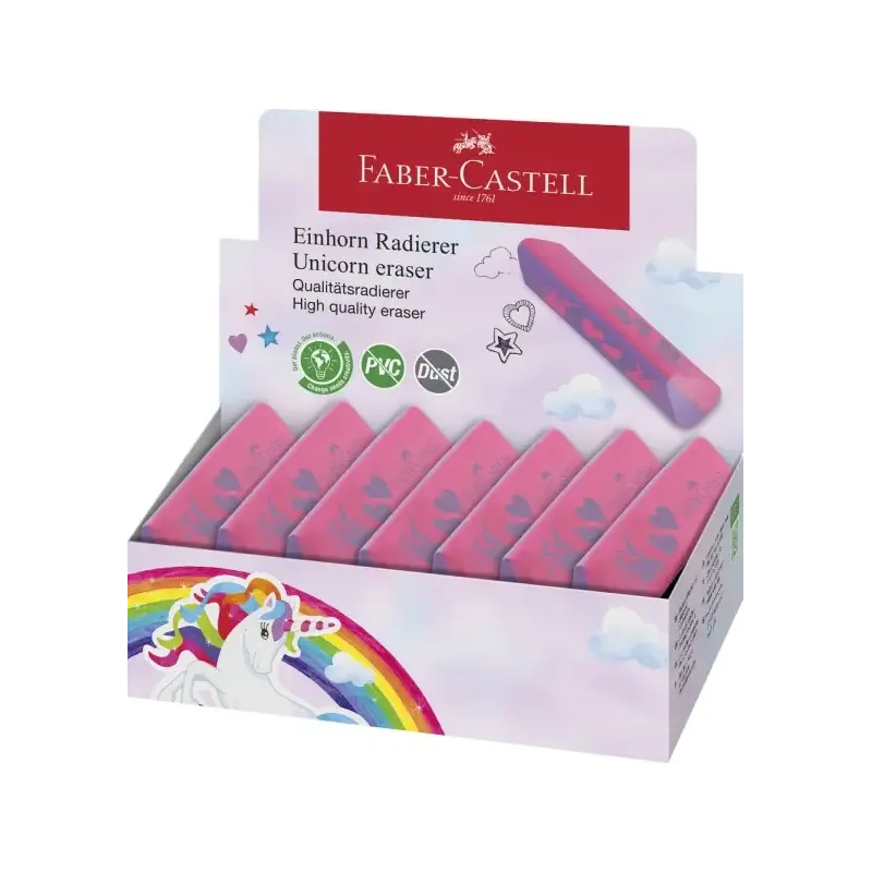 Faber-Castell Unicornio Goma de Borrar sin PVC - Forma Triangular Ergonomica - Sin Residuos - Borrado Limpio y Facil | Ahorro Im
