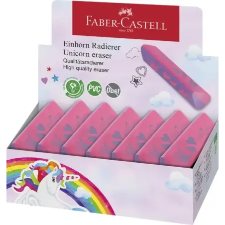 Faber-Castell Unicornio Goma de Borrar sin PVC - Forma Triangular Ergonomica - Sin Residuos - Borrado Limpio y Facil | Ahorro Im