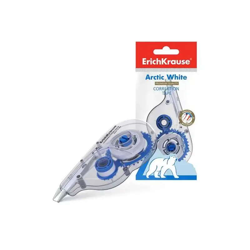Erichkrause Arctic White Cinta Correctora 5mmx8m - Secado Inmediato - Permite Escritura Sobre la Correccion - Control de Cinta -