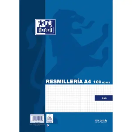 Oxford School Classic Paquete de 100 Hojas A4 Cuadricula 4x4 - 100430215 | Ahorro Imprimiendo