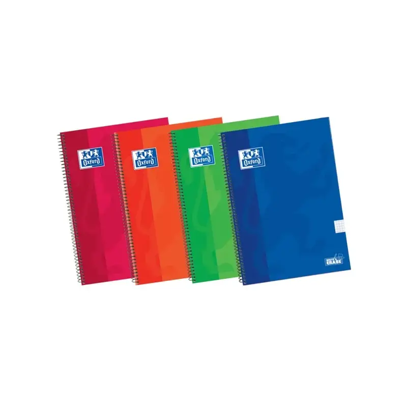Oxford School Classic Write&Erase 4º Cuaderno Espiral - Tapa Extradura Resistente - 4x4 con Margen - 80 Hojas - Colores Surtidos