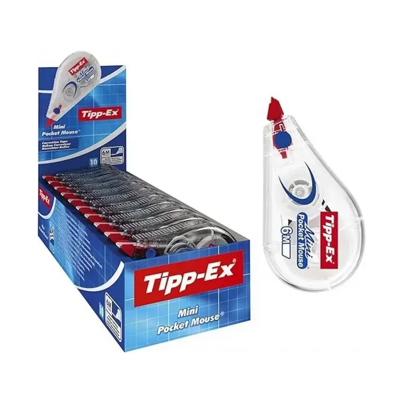 Tipp-Ex Mini Pocket Mouse Cinta Correctora 5mm x 6m - Escritura Instantanea - Carcasa Transparente | Ahorro Imprimiendo