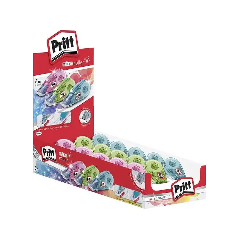 Pritt Micro Roller Cinta Correctora 5mm x 6m - Aplicacion Limpia - Preciso - Reciclable - Colores Azul, Verde y Rosa | Ahorro Im