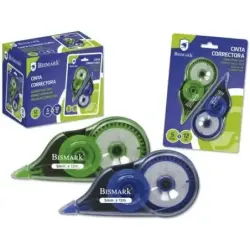 Bismark Pack de 2 Cintas Correctoras 5mm x 12m - Cuerpo Transparente - Forma Ergonomica | Ahorro Imprimiendo