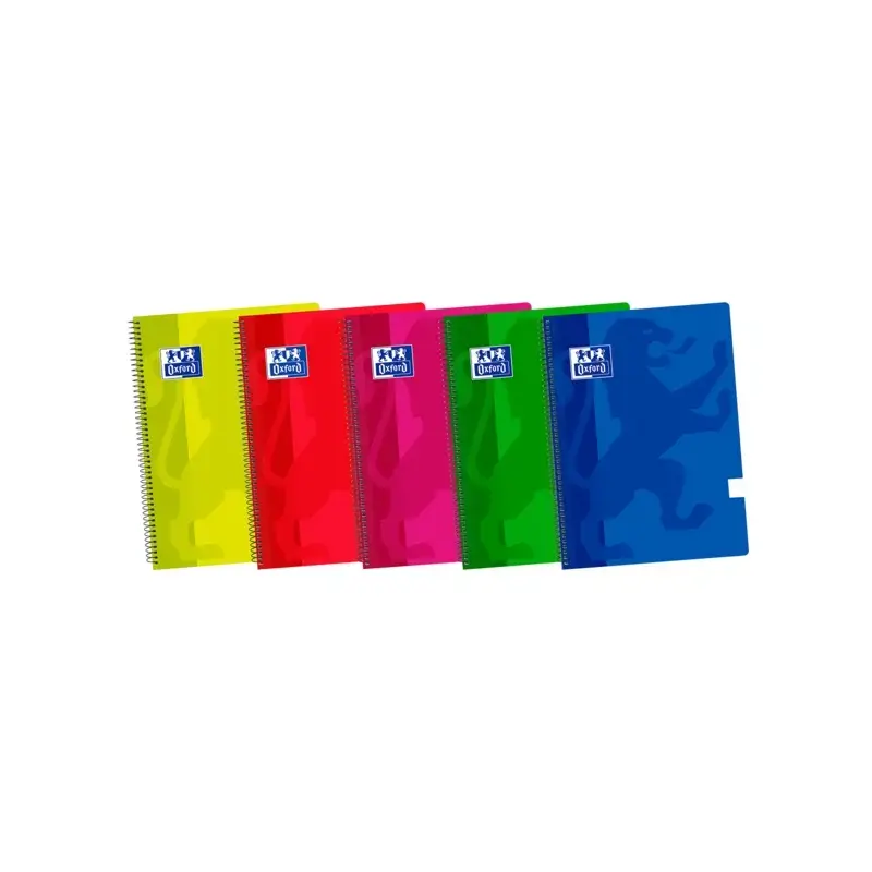 Oxford School Classic Fº Cuaderno Espiral - Tapa de Plastico Liso - 80 Hojas - Colores Surtidos | Ahorro Imprimiendo
