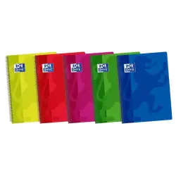 Oxford School Classic Cuaderno Espiral Folio 80 Hojas 1 Linea con Margen - Tapa de Plastico Resistente - Colores Surtidos | Ahor