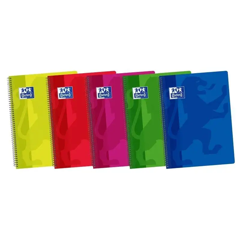 Oxford School Classic Cuaderno Espiral Folio 80 Hojas 1 Linea con Margen - Tapa de Plastico Resistente - Colores Surtidos | Ahor