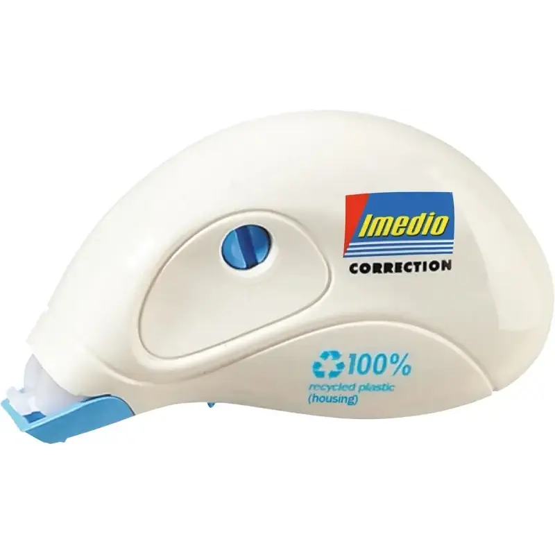 Imedio Roller Compact Cinta Correctora 5mm x 10m - Rapido, Limpio y Preciso - Sin Disolventes - Control de Nivel de Cinta - Tens