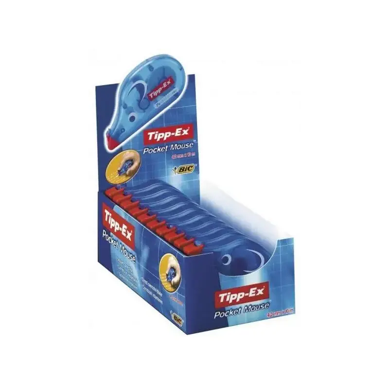Tipp-Ex Pocket Mouse Cinta Correctora 4.20mm x 10m - Resistente - Escritura Instantanea - Capuchon Protector | Ahorro Imprimiend