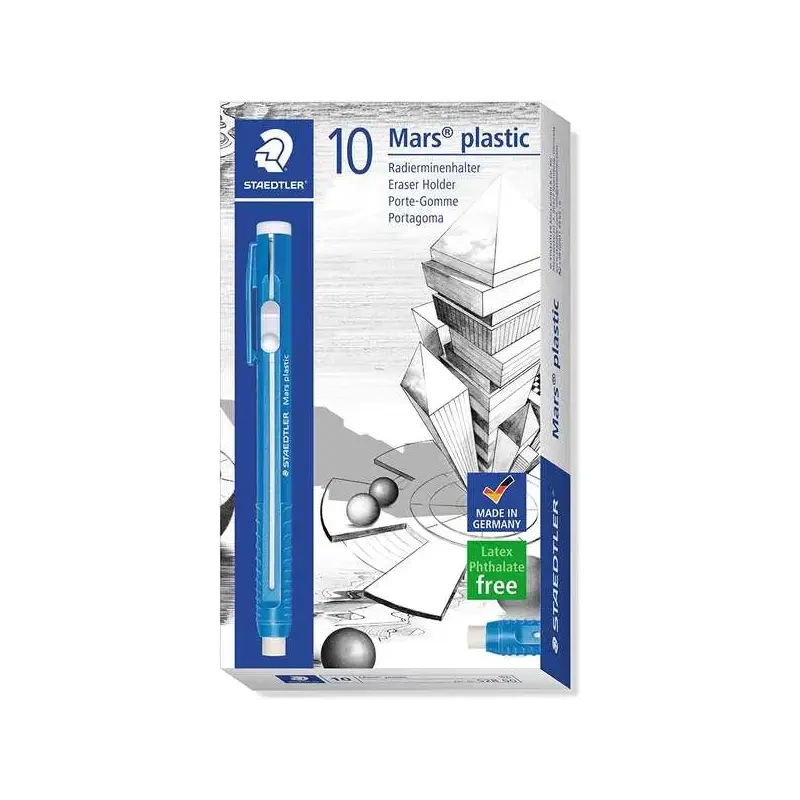 Staedtler Mars Plastic 528 50 Portagomas en Forma de Lapiz - Con Cursor para Deslizar la Goma - Sin Ftalatos ni Latex | Ahorro I