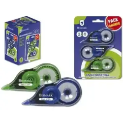 Bismark Pack de 3 Cintas Correctoras 5mm x 12m - Cuerpo Transparente - Forma Ergonomica | Ahorro Imprimiendo
