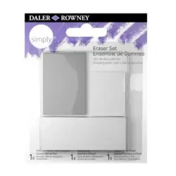 Daler Rowney Simply Pack de 3 Gomas de Borrar para Dibujo - Estandar, Miga de Pan y Goma Plastica | Ahorro Imprimiendo